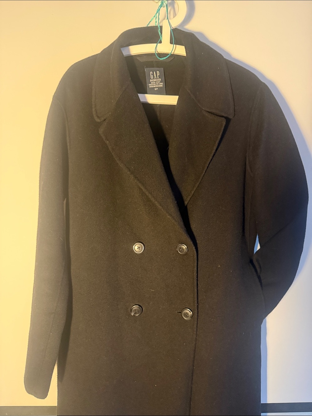 GAP Women's Black Double-Breasted Wool Pea Coat